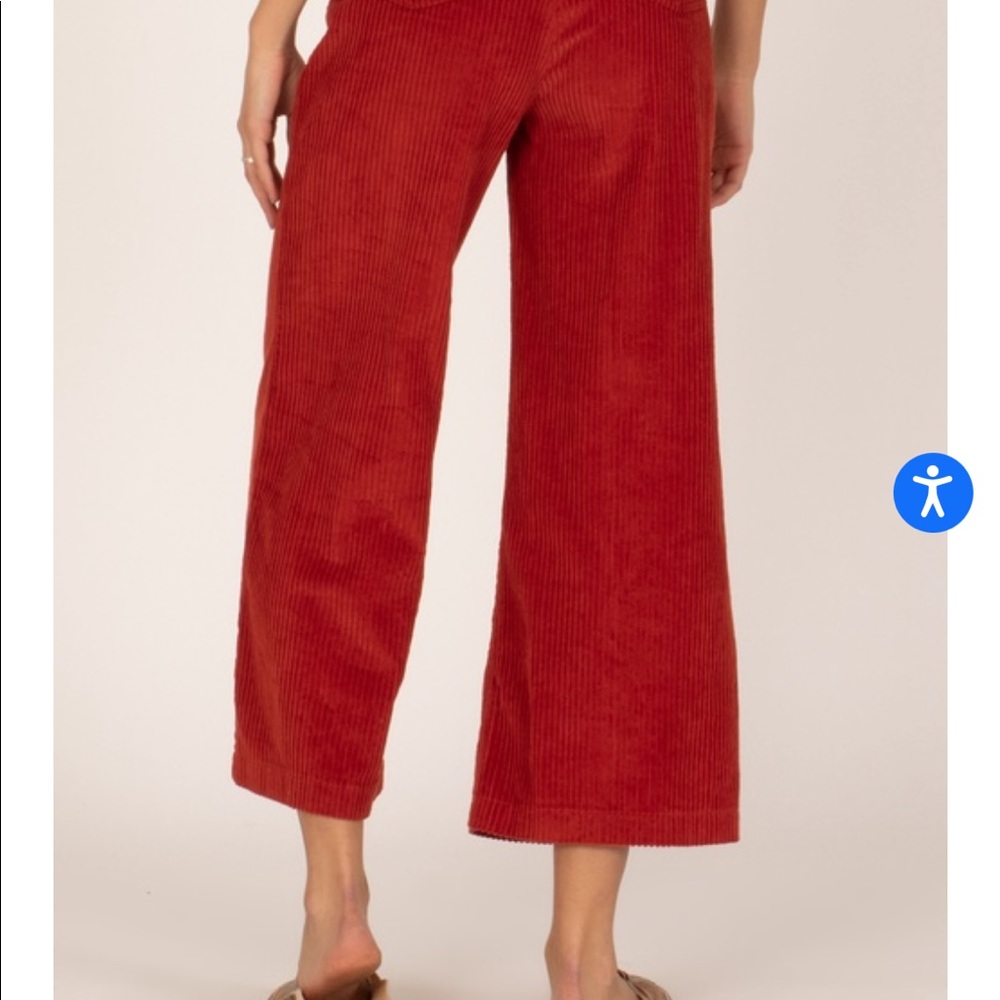 Amuse Society rust cropped wide wale corduroy pant